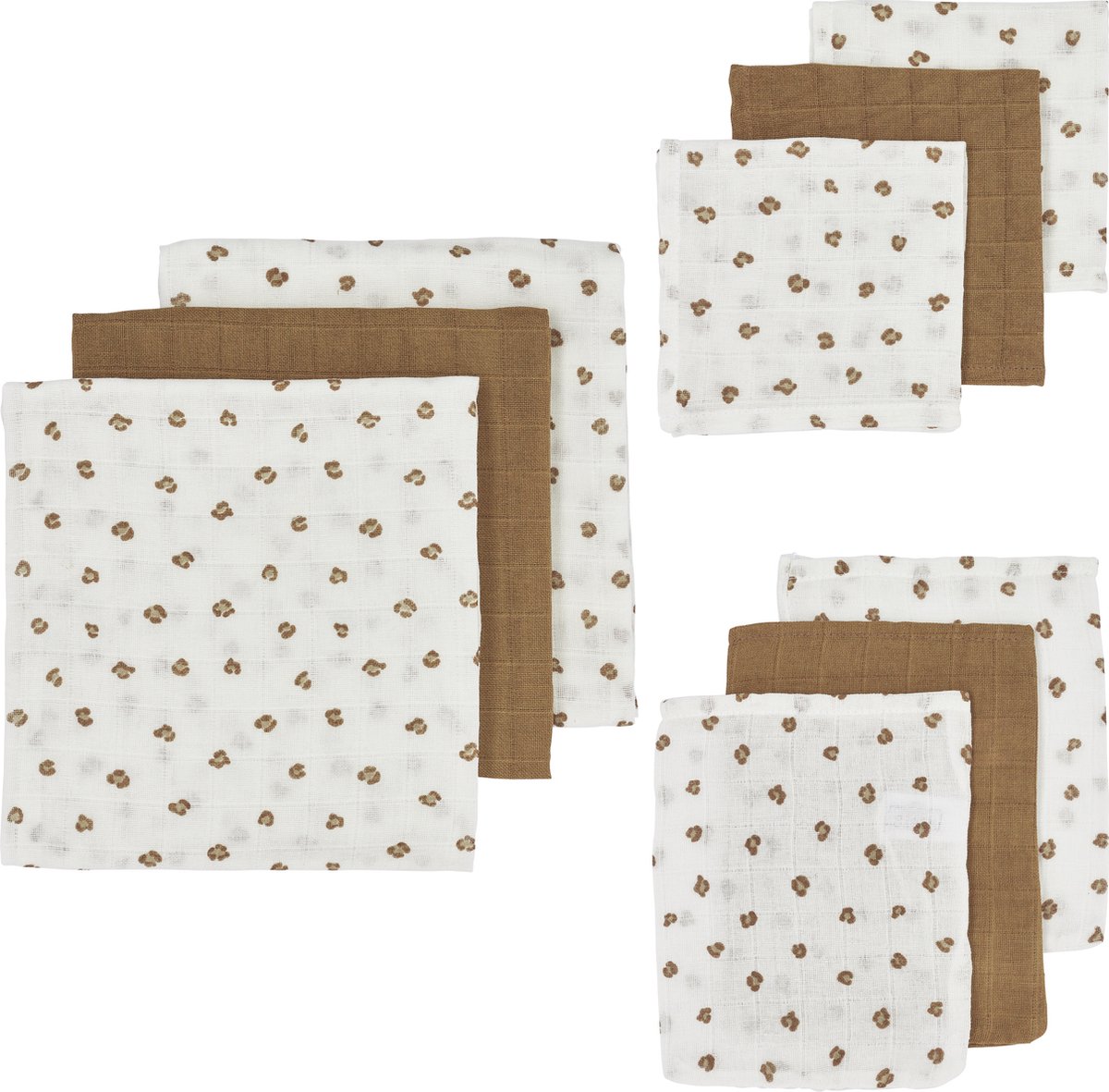Goedkoopste Meyco Baby Mini Panther starterset - 9-pack - hydrofiel - toffee