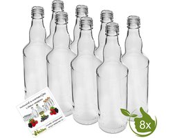 Glazenfles "Bolhals" 500ml (8 stuks) inclusief dopjes