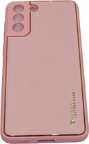 Samaung Galaxy S21 FE Roze Luxe High Quality Leather achterkant hoesje