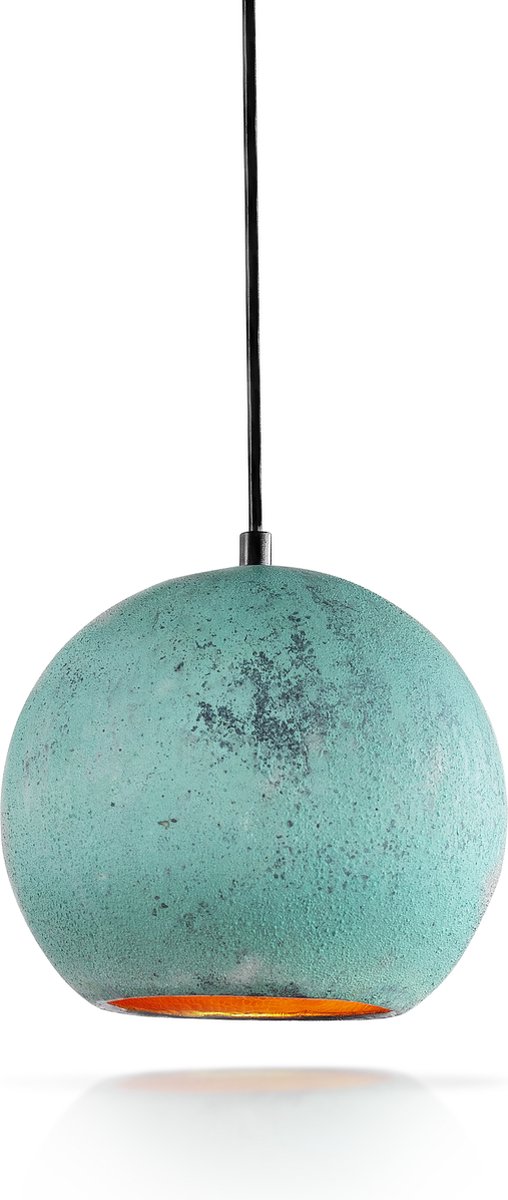 Oxidized lamp 25 cm - Hanglamp - Koper - Turquoise - Geoxideerd - Handgemaakt - Design