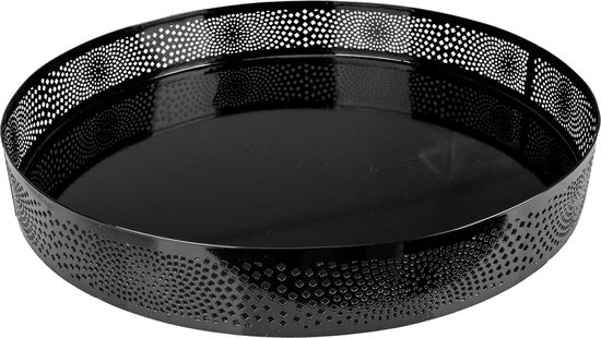 Cosy & Trendy - Plateau - Maroc - Zwart - 40x40x7cm - Rond