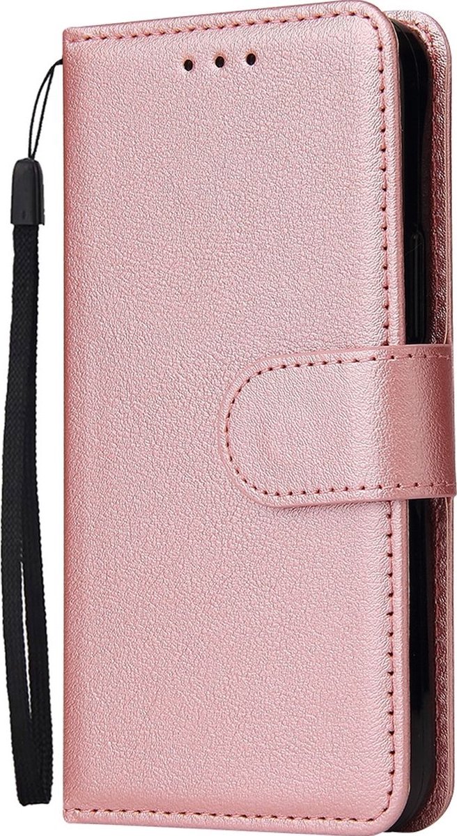 Mobigear Telefoonhoesje geschikt voor Apple iPhone 14 Plus Hoesje | Mobigear Wallet Bookcase Portemonnee | Pasjeshouder voor 2 Pasjes | Telefoonhoesje voor Pinpas / OV Kaart / Rijbewijs - Roségoud