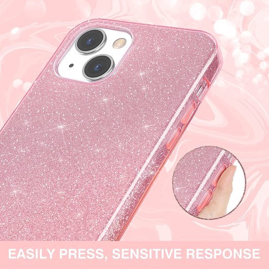 Coque Apple iPhone 14 Rose - Glitter Arrière Pailletée