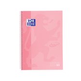 Oxford École Europeanbook - carnet - bord coloré - A4+ - losange 5mm - 80 feuilles - 4 trous - couverture rigide - rose pastel