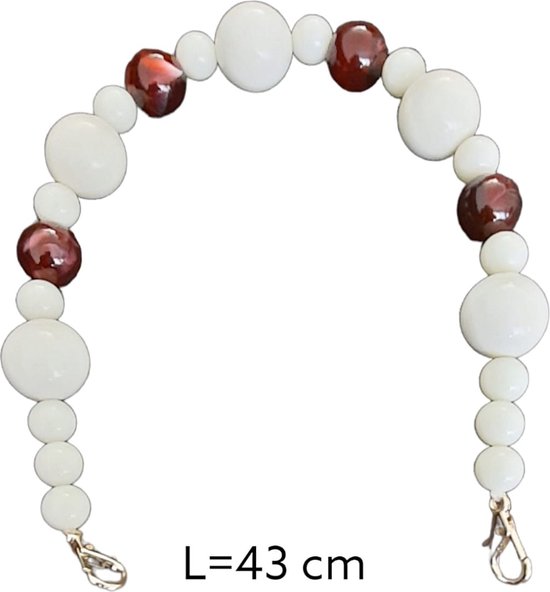 Anse de sac avec perles acryliques - 43cm de long - Sac en raphia - Chaîne sac-sac maison