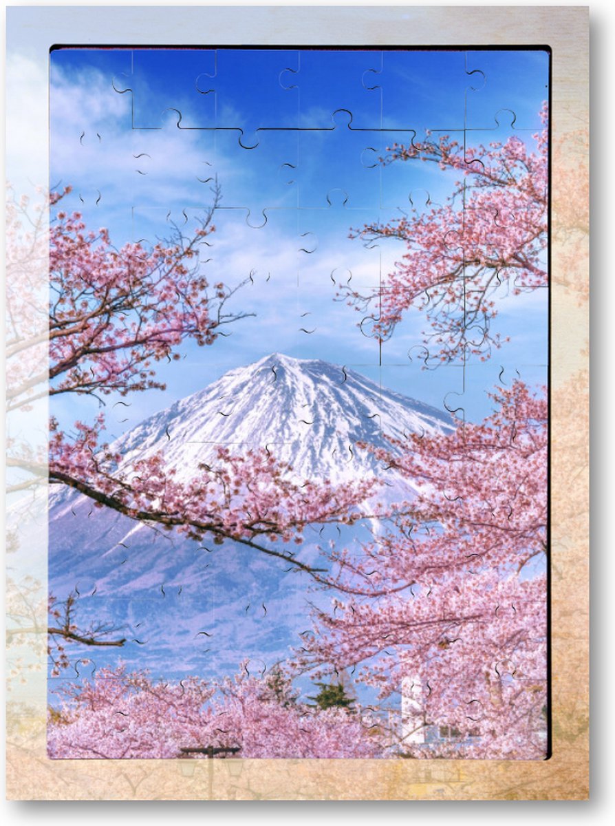 Montagne Fuji et fleurs de cerisier au printemps, Japon - Puzzle en bois 54  pièces -... | bol.com