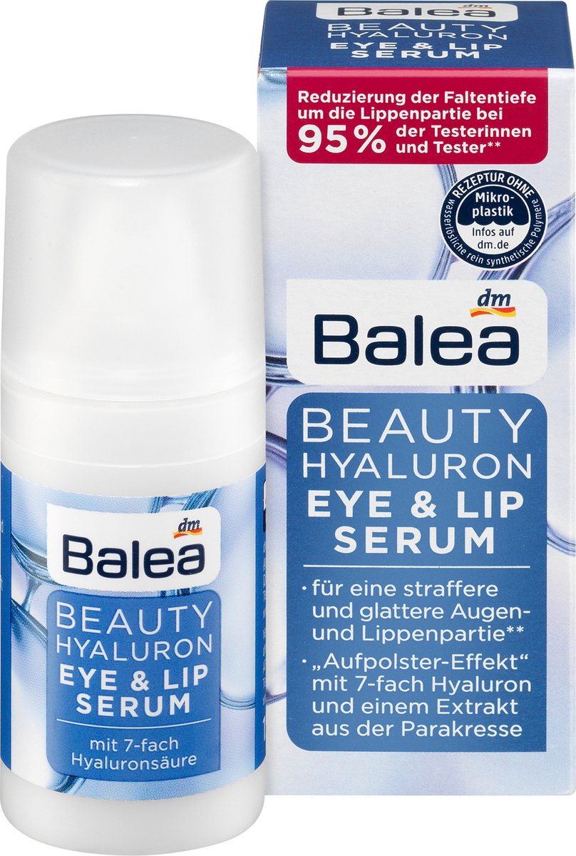 Balea Beauty Hyaluron Eye & Lip Serum, 15 ml