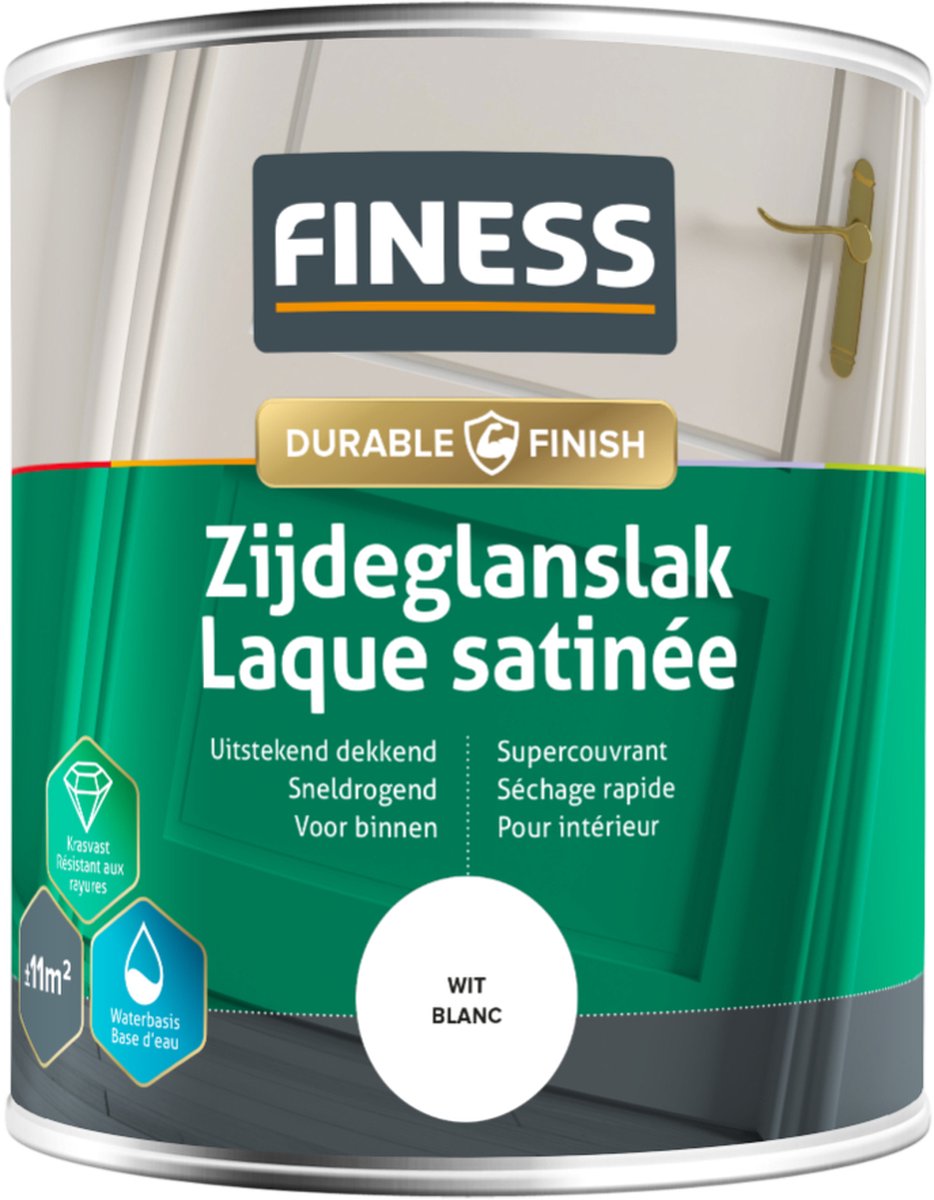 Finess zijdeglanslak waterbasis - wit - 750 ml.