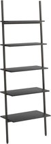 vidaXL - Ladderrek - met - 5 - schappen - 64x34x185,5 - cm - zwart