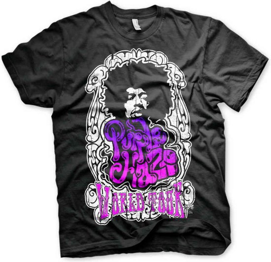 Jimi Hendrix Tshirt Unisexe -3XL- Purple Haze World Tour Zwart