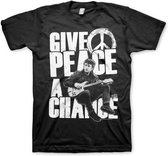 The Beatles Unisex Tshirt -XL- Give Peace A Chance Zwart