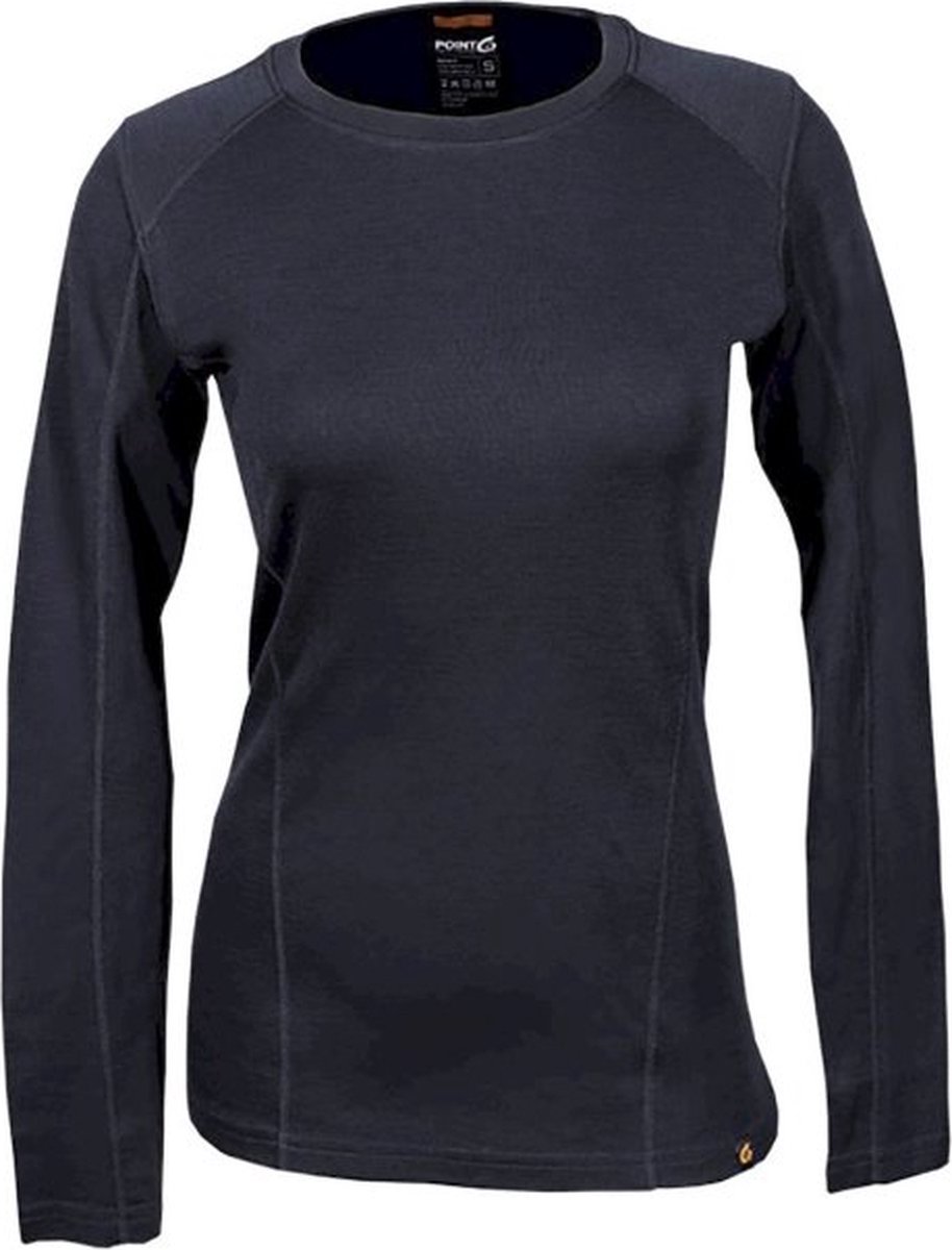 Point6 - Dames - Merino - Mid - Baselayer - Crew - Lange Mouwen - Zwart - Large