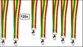 120x Keycord rood/geel/groen - Carnaval thema feest festival uitdeel koord