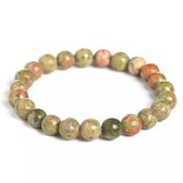 Bracelet Unakite Vert | Bracelet de perles de pierres précieuses Bracelets de perles | 19cm 8mm | Hommes femmes