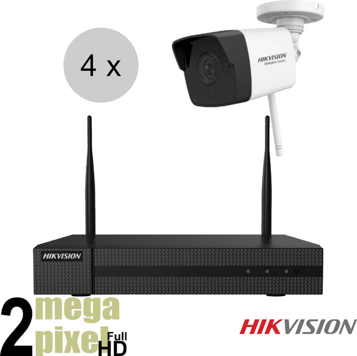 Hikvision - wifi camerasysteem - Full HD - 30m nachtzicht - 4 bullet camera's