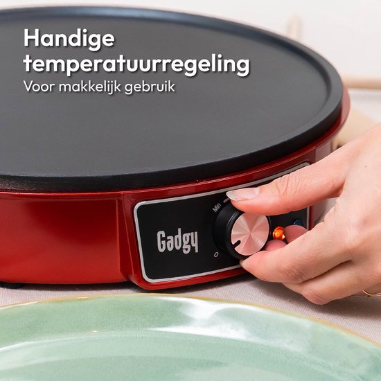 Gadgy Pannenkoekenmaker - Crêpe Maker Ø30CM - Regelbare Thermostaat - 1000W - Spatel en Deegverdeler - Pancake Maker - Pannekoekenplaat — afbeelding 2