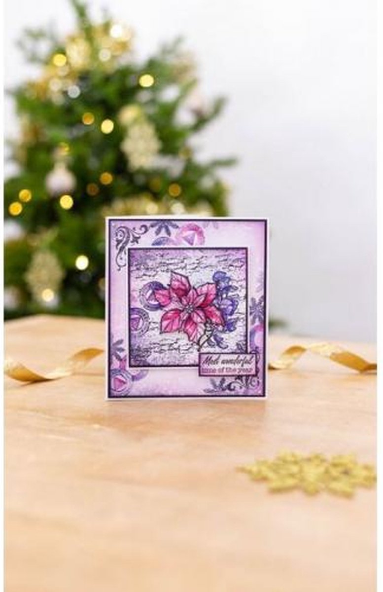 CC - Mini Collage Clearstamp - Christmas Poinsettia