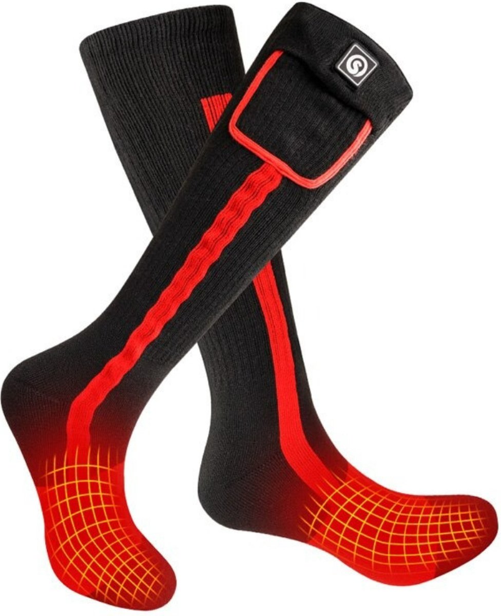 LooMar Verwarmde Sokken Elektrisch - Verwarmde Sokken met Batterij - Elektrische sokken 3 Standen - Zwart Maat 39-41 (M)