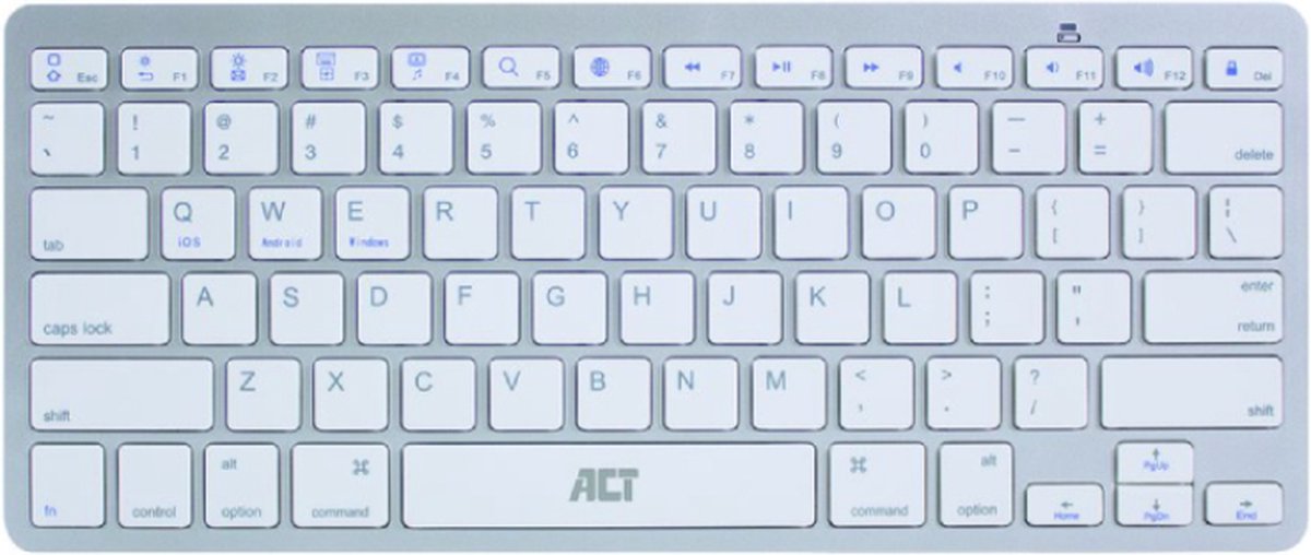 ACT Draadloos Multimedia Toetsenbord Bluetooth | Qwerty/US layout | iOS - MAC OS - Android - Windows | Portable | Wit AC5600