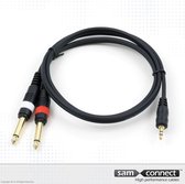 Câble mini Jack 3.5mm vers 2x Jack 6.3mm, 3m, m/m | Câble de signalisation | câble de connexion sam
