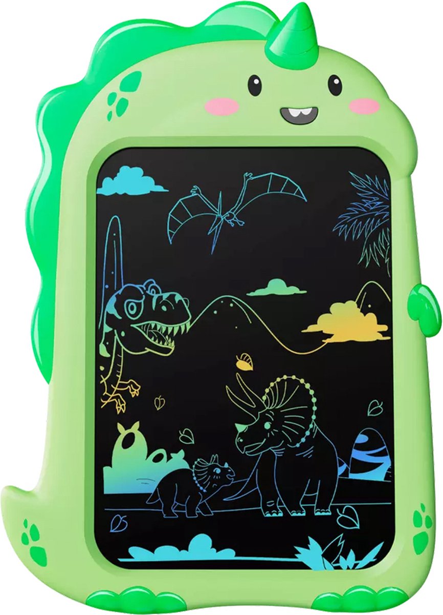 Cheerfun Tekentablet Kinderen Dinosaurus Groen - tekenbord - grafische tablet - tekenbord kinderen - magnetisch tekenbord - kleurenscherm - notitieblok - lcd tekenbord - 8.5 inch - met hoesje & pen
