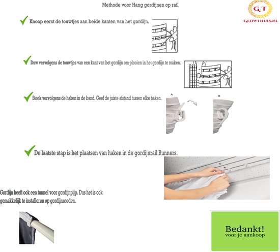 Glow Thuis - Vitrage Wit 400x265 cm – Kant-en-Klaar Voile Gordijn met Haken