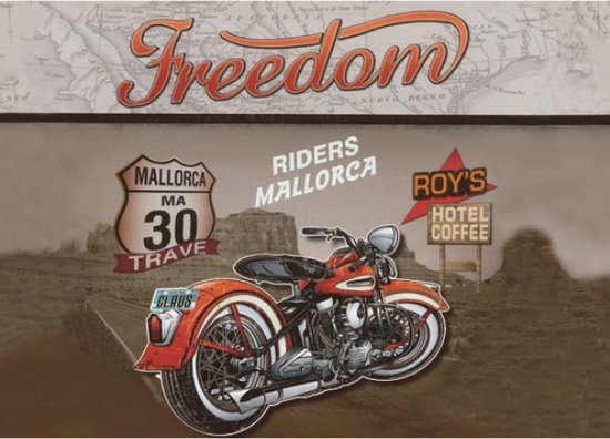 Wandbord - Freedom Riders Mallorca - Leuk Voor De Motor Liefhebber