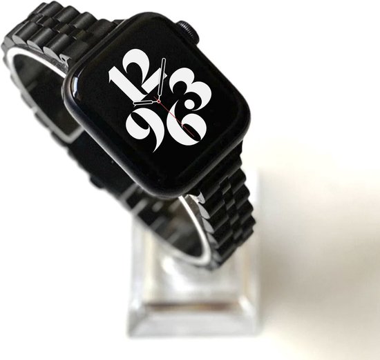 MY PROTECT® Bracelet de Luxe à maillons fins en métal Jubilee pour Apple Watch Series 1/2/3/4/5/6/7/8/SE 38/40/41mm Bracelet de montre - Bracelet de montre fin en métal - Zwart