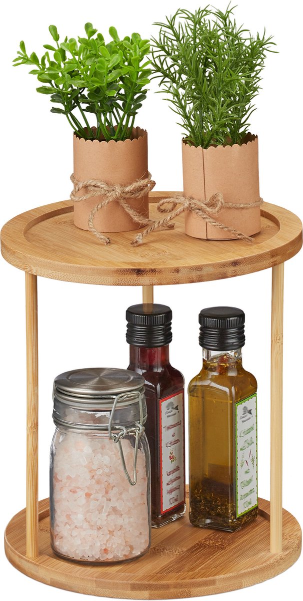 kruidenrek bamboe - staand - 2 laags - 22,5 x 20 cm - rond - aanrecht