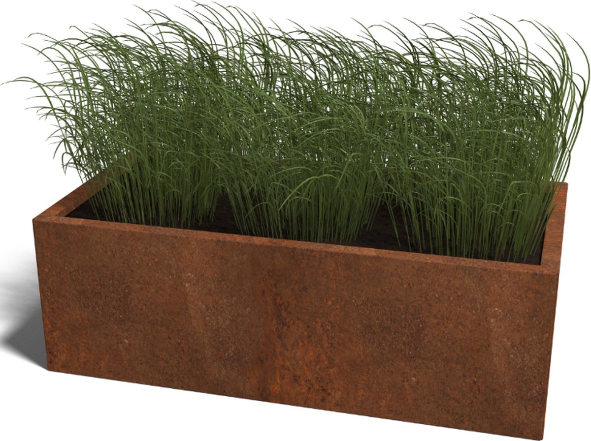 Cortenstaal plantenbak - Rechthoek - 120x60x30cm - Roestkleur - Zonder bodem - MySteel
