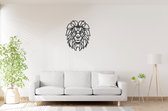 Geometrische Leeuw 2 - Big - Wanddecoratie - Lasergesneden -  - Zwart - Geometrische dieren en vormen - Houten dieren - Muurdecoratie - Line art - Wall art