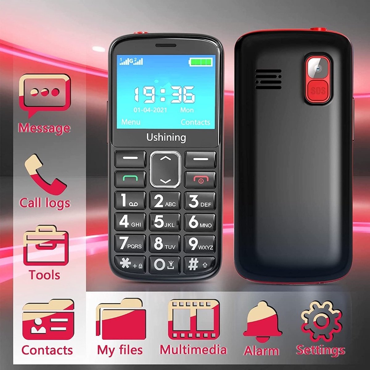 Senioren-Mobiele telefoon 1,8" GSM mobiele telefoon Dual SIM met grote  toetsen en... | bol.com