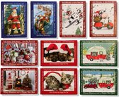 100 Luxe Kerst- en Nieuwjaarskaarten met Pen - 9,5x14cm - 10 x 5 dubbele kaarten met enveloppen - serie Internationaal