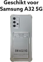 samsung galaxy A32 5G hoesje antischok doorzichtig back cover met pas houder-samsung a32 hoesje achterkant transparant anti schok with card holder