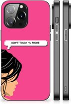 Back Case Siliconen Hoesje iPhone 14 Pro Max Smartphone Hoesje met Zwarte rand Woman Don't Touch My Phone