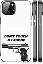 Telefoonhoesje Geschikt voor iPhone 14 Back Case Siliconen Hoesje met Zwarte rand Pistol Don't Touch My Phone