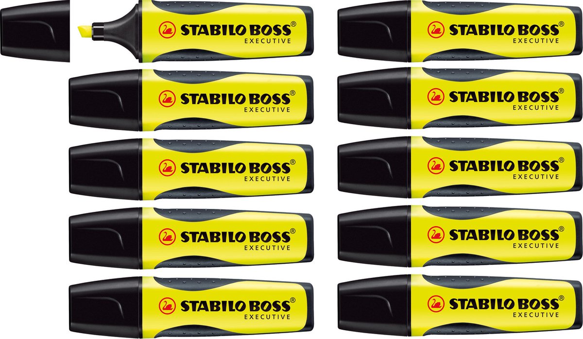STABILO BOSS EXECUTIVE - Markeerstift - Geel - Met Ergonomische Gripzone - Doos 10 stuks