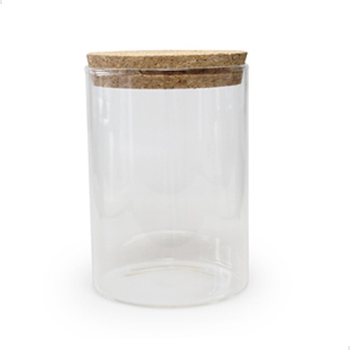 Vanhalst - Kwalitatieve glazen bokaal met deksel in kurk - TRANSPARANT - 750ml - Diameter 10cm & 15cm hoog