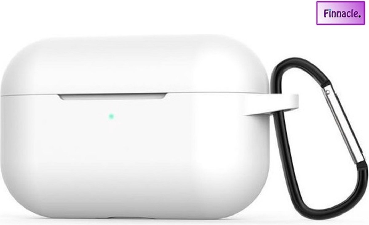 Finnacle - Hoesje geschikt voor Apple AirPods Pro met Clip - Wit - Siliconen - Case - Cover - Soft case