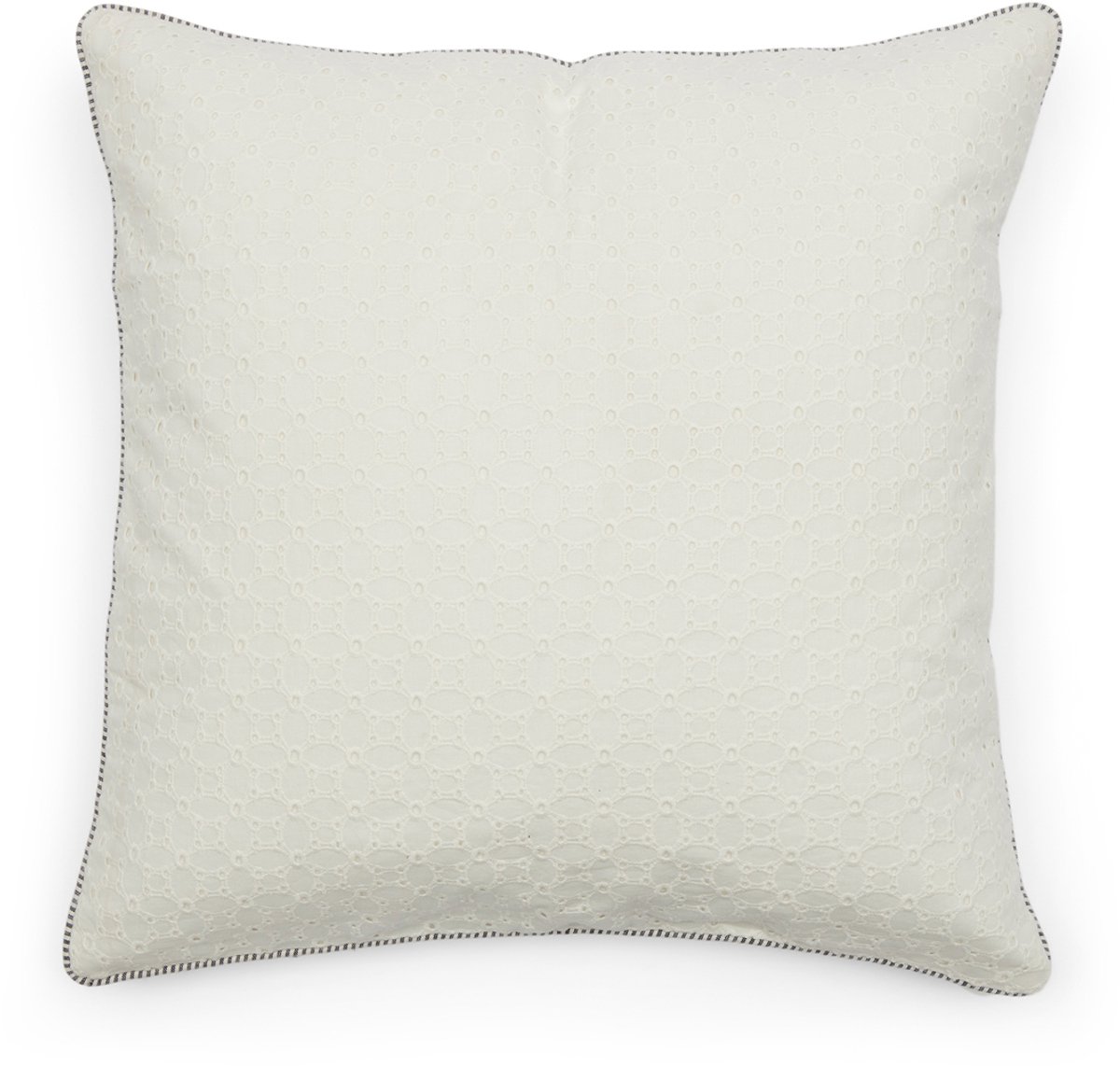 Riviera Maison Kussenhoes 50x50 - Lush Stripy Lace Pillow Cover - Wit