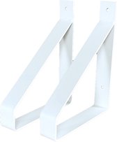 GoudmetHout Industriële Plankdragers 20 cm - Staal - Mat Wit - 4 cm x 20 cm x 25 cm - Plankendrager