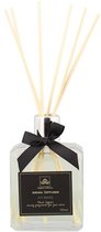Huisparfum aroma diffuser geurstokjes IVY MOSS - Zwart / Wit - Glas / Hout - 280 ml - Ivy Moss geur - Cadeau - Geur - Geurstokjes - Vaderdag - Moederdag
