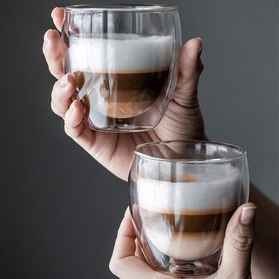 Helaas Ondeugd klein Dubbelwandige Koffieglazen - Set van 4 - Dubbelwandige Glazen - Theeglazen  - 150 ml -... | bol.com