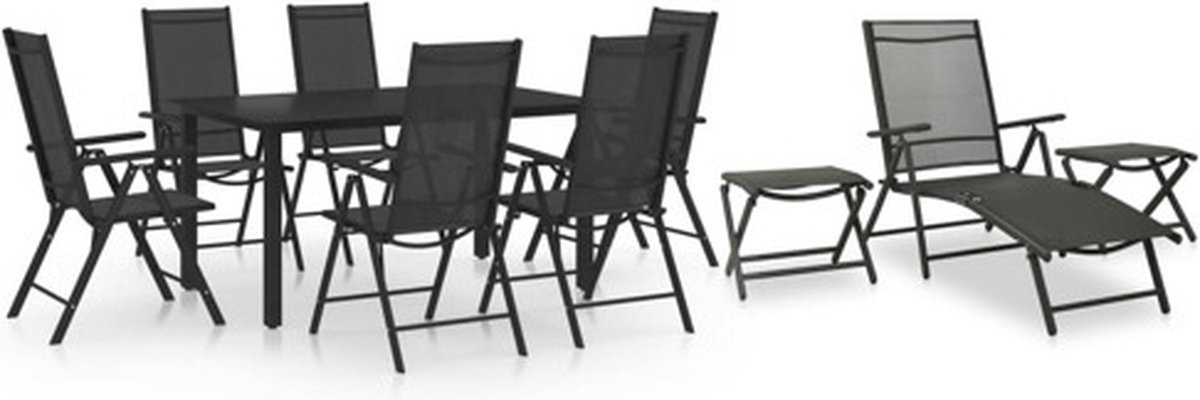 Vidaxl 10-delige Dining Loungeset Zwart En Antracietkleurig