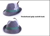 Tiroler hoed grijs jagershoedje Oktoberfest hoedje met veer en groene band lederhosen Tirol grijze bierfeest