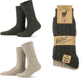 GoWith-4 paar-alpaca wollen sokken-extra dikke sokken-huissokken-warme sokken-wintersokken-thermosokken-cadeau sokken-bruin-beige-maat 43-46