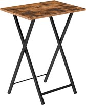 Furnibellaa - Table d'appoint, plateau pliable, table de banc, table de style industriel, facile à assembler, brun foncé- Zwart EBF15BZ01