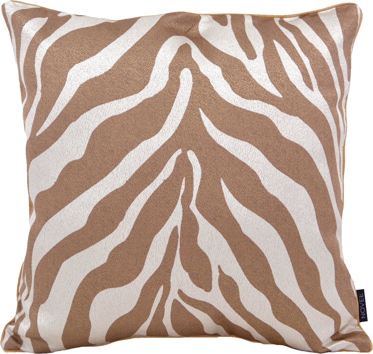 NOVÉE Brown Zebra Kussenhoes | Jacquard / Polyester | 45 x 45 cm | Bruin / Crème Bruin/Crème