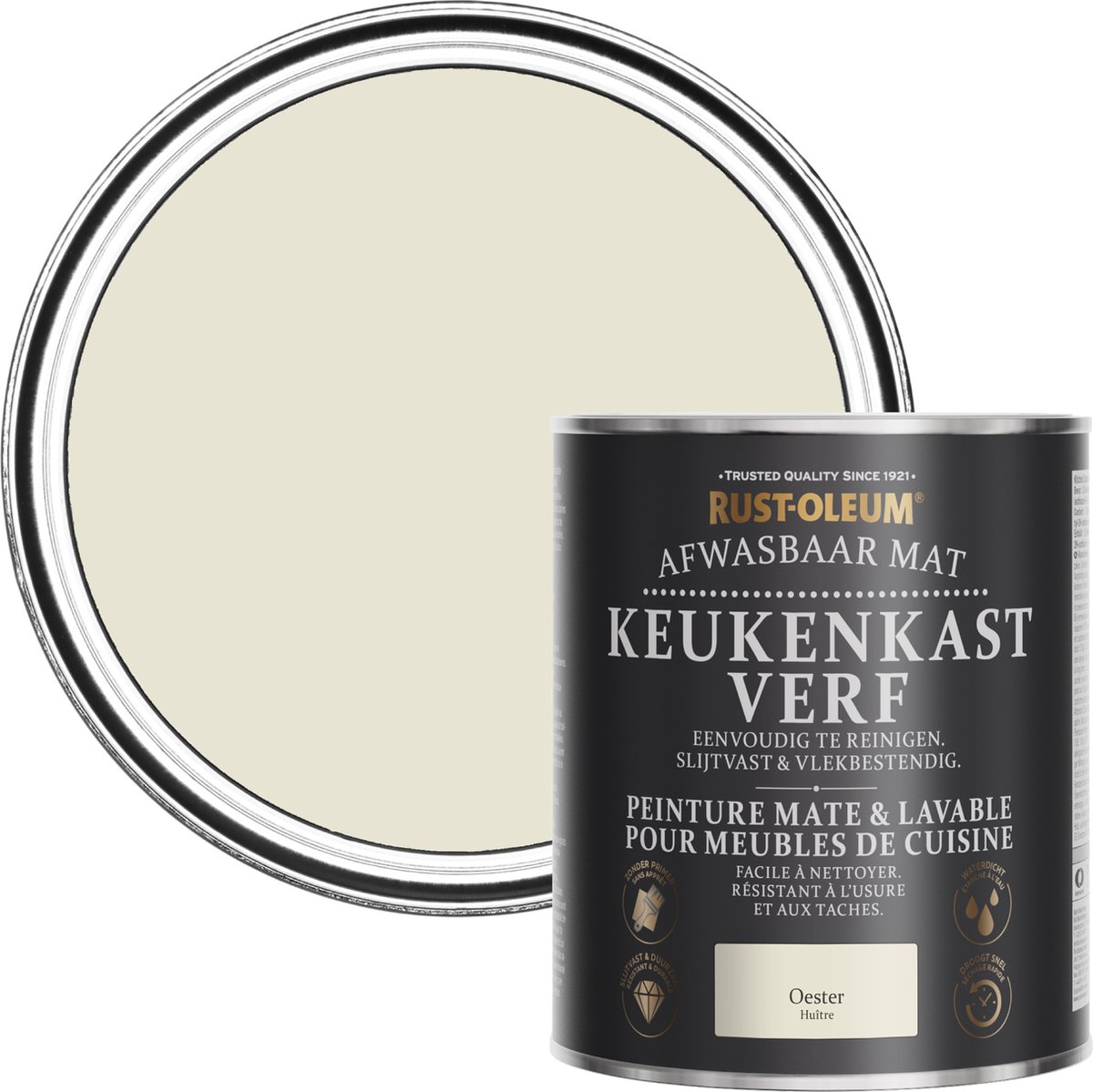 Rust-Oleum Grijs Afwasbaar Mat Keukenkastverf - Oester 750ml