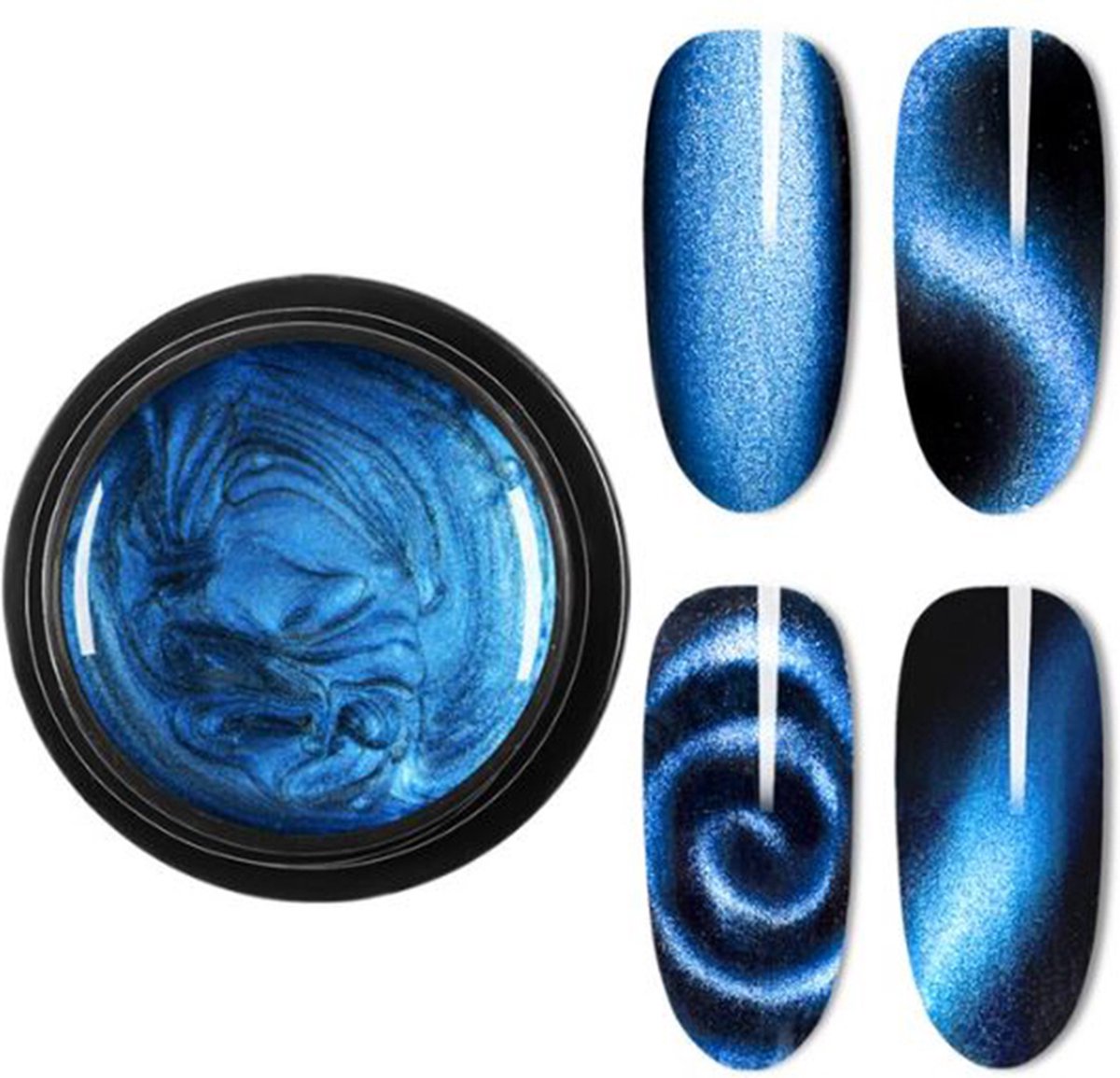 DW4Trading Magnetische Cat Eye Nagellak Set Blauw - Inclusief Magneten - Nail Art